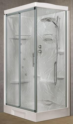 Novellini New Holiday 2P+F Idromassaggio Tettuccio con Soffione 120x80 cm Cabina Doccia Multifunzione Apertura Scorrevole Reversibile Miscelatore Termostatico Vetro Aqua Profilo Silver Alto 217,5 cm