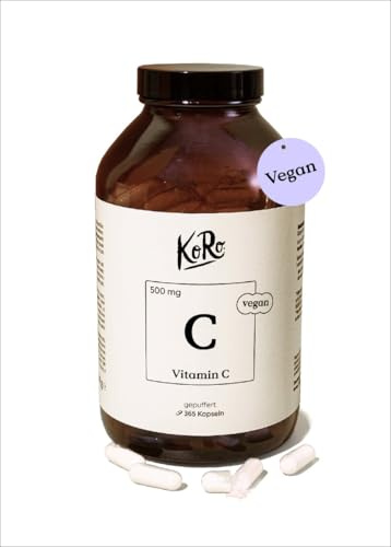 KoRo - Gepuffertes Vitamin C Kapseln 365 Stück- Nahrungsergänzungsmittel - 500 mg Vitamin C pro Kapsel - Pflanzliche Kapselhülle