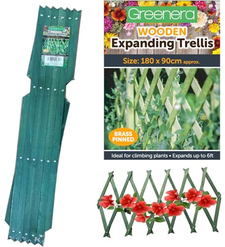 Garden Trellis for Climbing Plants Expanding Wooden Trellis 180x90 cm, Riveted Garden Trellis,Wall Trellis Fence Panel for Patio Garden, Green