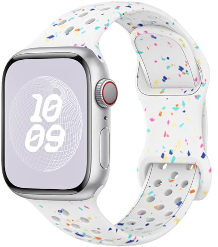 Unbeinst Compatible avec Apple Watch Sport millimètre 38/40/41/44/45/49mm - Bracelet Silicone Respirant pour iWatch SE Ultra Series 9/8/7/6/5/4/3/2/1 Homme Femme