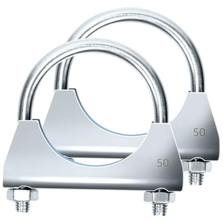 Glarks 2 abrazaderas de silenciador universales de 50 mm (2 pulgadas) para tubo de escape, codo y junta de tubo (2 pulgadas)