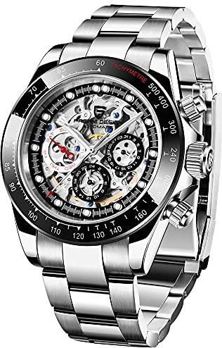 Pagani Design Luxus Herren Automatikuhr Juwel Regenbogen Lünette Skelett Zifferblatt Edelstahl 100M Wasserdicht Leuchtend Multifunktions Sport Chronographen Uhren