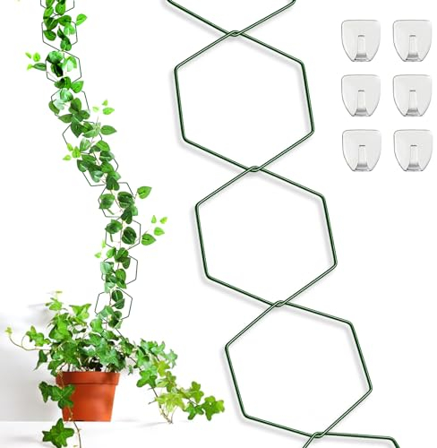 Kettenspalier für Kletterpflanzen für drinnen und draußen, 242,3 cm, vielseitige Pflanzenstütze, Gartenhaus, Pflanzenzubehör und Metall-Wandspalier für Zimmerpflanze, Pothos, Monstera, Efeu, Glyzinie,
