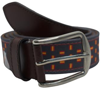 MIBANDERA Argentinischer Ledergürtel, 120 cm, für Herren und Damen, lässiges Outfit, Polo-Gürtel., Flaggen Spanien, 120 cm