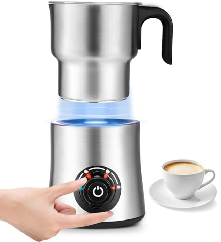 Montalatte automatico macchina 4 in 1, 500 ML staccabile schiuma di latte VIHBRAI manopola LCD 304 in acciaio inox vaporizzatore per latte caldo e freddo schiuma, latte caldo, cioccolata calda