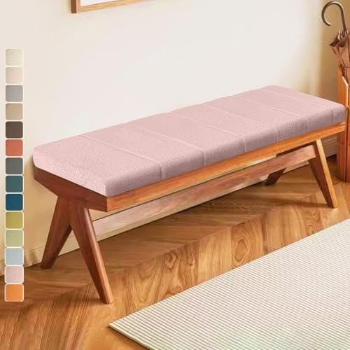 Lsjoaw Bankauflage 90 X 35 X 4CM Sitzkissen Bankpolster Wasserdicht Schmutzabweisend und Kratzfest Sitzkissen für Fensterbank Esstisch Gartenbank Schaukel Terrasse Bank Drinnen Sitz Rosa