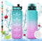 Vikaster Gourde sport, Gourde 1.5l, sans BPA, Étanche & Réutilisable, Bouteille d'eau avec Marqueur de Temps et Filtre, Convient Pour la Gym, Yoga, Camping, Sport, Gourde Randonnée Unisex-Youth