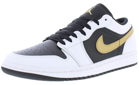 Air Jordan 1 Low Men's Shoes (553558-172, White/Metallic Gold-Black), Weiß/Metallic-Gold-Schwarz, 42 EU