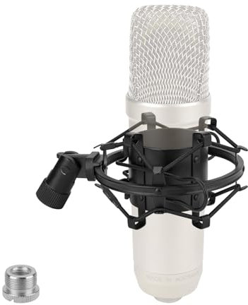 Geekria for Creators Microphone Shock Mount, Mic Anti-Vibration Suspension Adapter Clamp Compatible with Audio Technica AT2020, AT2035, AT2050, MXL V67G, Rode NT1 Mic Holder Clip (Black)