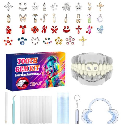Tpyag Zahnschmuck Set,Tooth Gem Kit,Zahnstein Schmuck Set,DIY Kristall-Dekoration für Zähne,glänzende abnehmbare Zahnschmuck-Ornamente,für Cosplay-Party-Dekoration