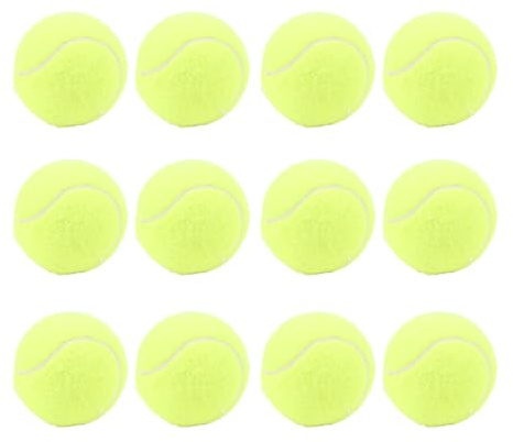BuyWeek Tennisbälle, 12 Stück Gummi Tennisball Freizeit Tennis Trainingsbälle Hund Tennis Bälle mit Aufbewahrungstasche für Anfänger