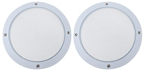 VILLCASE Couvercle De Haut-Parleur en Acier Laminé à Froid Et Maille en Plastique Abs 6,5 Pouces pour Haut-parleurs Blancs, Lot De 2, Protection Solide pour Enceinte Audio Domestique