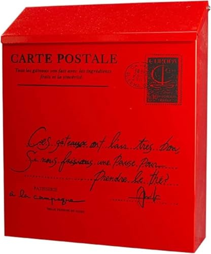 NZPOST Personalized Wall Mounted Mailbox, Metal Sheet Outdoor Mailbox, Weather Resistant Large Capacity Mailbox, Red (Red)