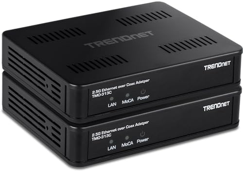 TRENDnet 2,5 Gbit/s Ethernet-Over-Koax-Adapter (2er-Pack), TMO 313C2K, 1 x MoCA-Koaxial-F-Buchse, 1 x 2,5 Gbit/s RJ45-LAN-Port, NDAA- und TAA-konform
