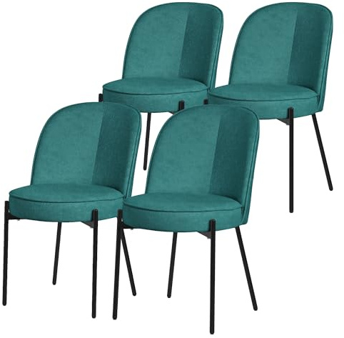 ML-Design Esszimmerstühle 4er Set, Petrol, Küchenstühle mit Stoffbezug und Metallbeinen, Wohnzimmerstuhl mit Rückenlehne, Polsterstühle für Esszimmer & Küche, Gepolsterte Stühle Ergonomischer Sessel