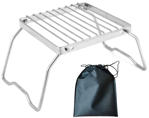 YUOIUX Portable Folding Campfire Grills Stand Stainless Steel Grate Camping Grills Rack Outdoor Cooking Stove Stand Easy to Use