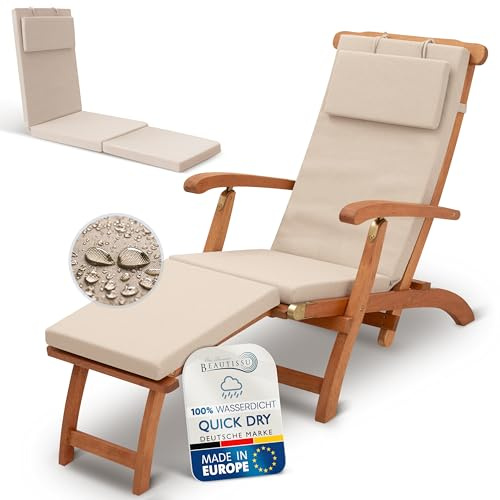 Beautissu Deckchair Auflage Polsterauflage für Liegestuhl wasserdicht