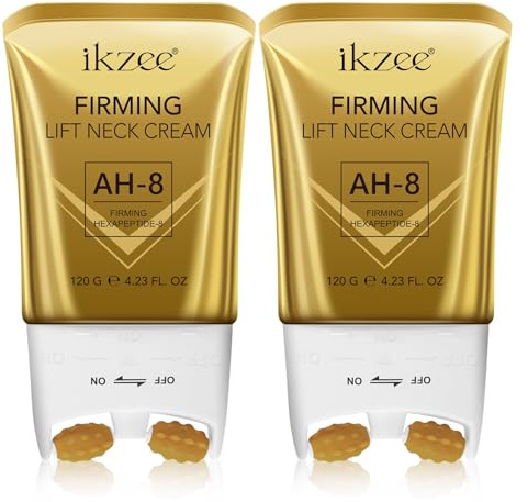 P-Beauty straffende Halscreme mit Massage Roller - AH-8 Neck Lift Creme Roller für Anti Aging mit Hexapeptid-8 - Massage Gesicht, Feuchtigkeitsspendend & Pflegend für Hals & Dekolleté (2x 120g)