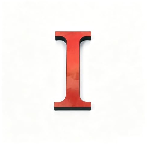4'' 3D Acrylic Mirror House Numbers 10cm Red Self-Adhesive Adress Plates Sign Sticker 26 Letters Decals Wall Art Mural, for Mailbox Apartment Home Door Exterior Wall Office Garden Yard Street(I)