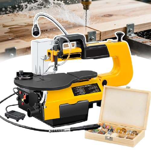 Scroll Saw Set 16-Inch with 150W & 180W Motors, Stepless Speed 400-1650 RPM, 0-45° Tilt Table for DIY Craft and Professional Woodworking Projects