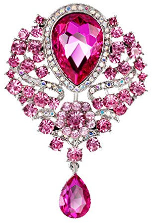 YAZILIND Fashion Lily Flower incrusté de Strass en Alliage Zirconia Pendant Broche Femme Filles Accessoires (Rose)