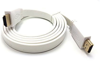 MainCore White 1.5m Long Flat HDMI to HDMI Cable/Lead Ultra HD (4K) 3D-compatible + Ethernet/network/Gold-Plated (Available in 1m, 1.5m, 1.8m, 2m, 3m, 5m, 10m) (1.5m)