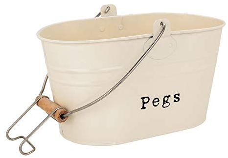 Harbour Housewares Industrielle blanchisserie Peg Bucket - Vintage Style de Cuisine en Acier de Stockage Baignoire avec Crochet, poignée - Crème