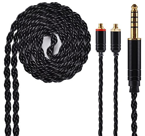 6 Core Upgrade Silver Plated Replacement Cable, Black MMCX Detachable Earphone Cable Replacement Earphone Wire for MAGAOSI K5 LZA4 A5 (4.4mm Audio Jack, MMCX)
