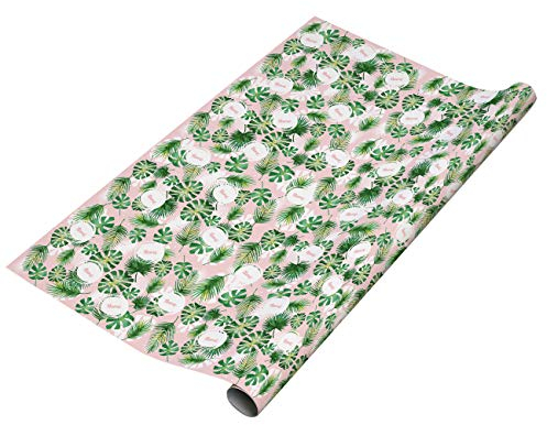 Herz & Heim® Persönliches Geburtstag Geschenkpapier mit Ihrem Wunschnamen bedruckt Monstera