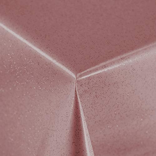 Discover Lifestyle & Fashion Fabrics Plain Rose Gold PVC Infused With Glitter Vinyl Wipe Clean Protector Tablecloth Cover in width 140cm – Sold by metre