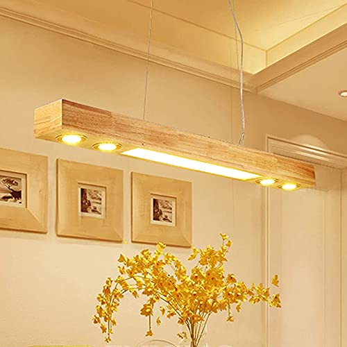 ENXING pendelleuchte esstisch pendelleuchte holz Pendellampe Höhenverstellbar Hängellampe Mit Einbauspots Für Küche Kronleuchter Wohnzimmer Büro Cafe Arbeitszimmer 3000K Warmweiss Licht