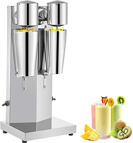 VEVOR Máquina para Hacer Batidos de Dos Vasos 800 mL, Batidora Eléctrica Mezclador Bebidas Dos Velocidades, Batidora Helados y Batidos de Acero inoxidable, Batidora con Velocidad del Motor 18000 r/min