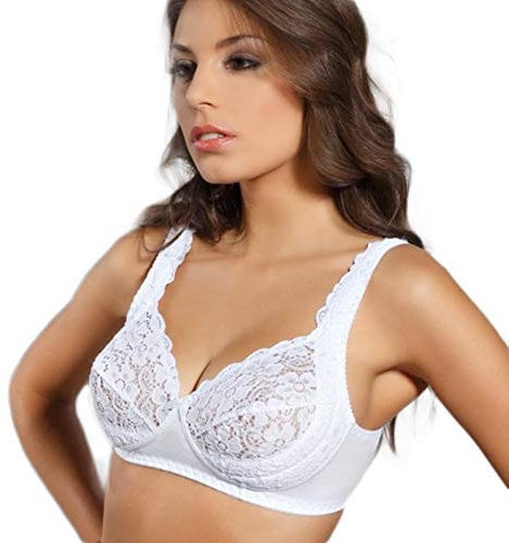Spiman Reggiseno Non Imbottito Senza Ferretto Coppa B Reggipetto in Cotone con Abbondante Pizzo Fino a Taglia 7° Bianco Nero Made in Italy (Bianco, 5°)
