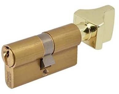 Vachette Cylindre de Serrure Mécanique FIRST pour Porte - à Bouton 30x40mm - Mécanisme 5 Goupilles Sécurisé - 3 Clés - Installation Facile - Garantie 2 Ans - Finition Laiton
