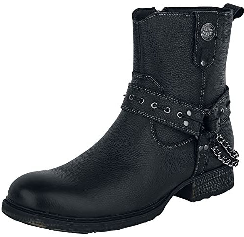 Rock Rebel by EMP Herren Schwarze Bikerboots mit Riemen und Ketten EU46
