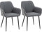 HOMCOM Pack de 2 Sillas de Comedor Sillas Decorativas Tapizadas en Lino Sillas de Cocina con Respaldo Reposabrazos y Patas de Metal para Salón 59,5x56,5x81 cm Gris Oscuro