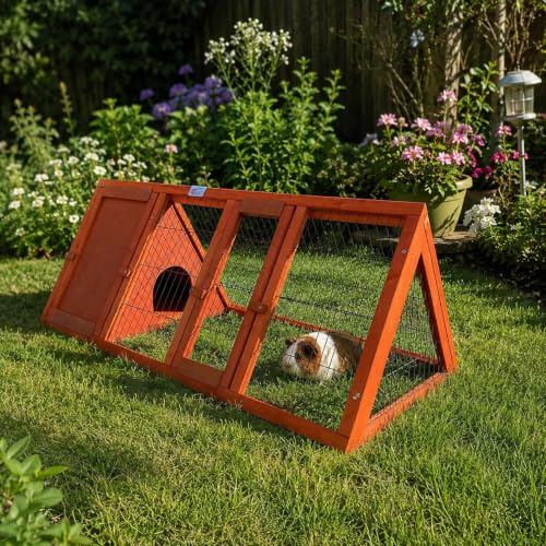 Bunny Business Pet Supplies Apex Auslauf mit Gehege für Kaninchen/Meerschweinchen, 1,2 m, dreieckige Läufe (rot-HVY)