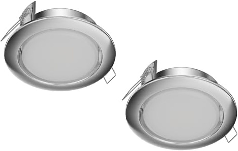 ledscom.de 2 Stück LED Einbaustrahler Zobe II flach GX53 edelstahl matt rund 10,301W 1212lm weiß 107mm Ø Lochkreis 90mm Ø
