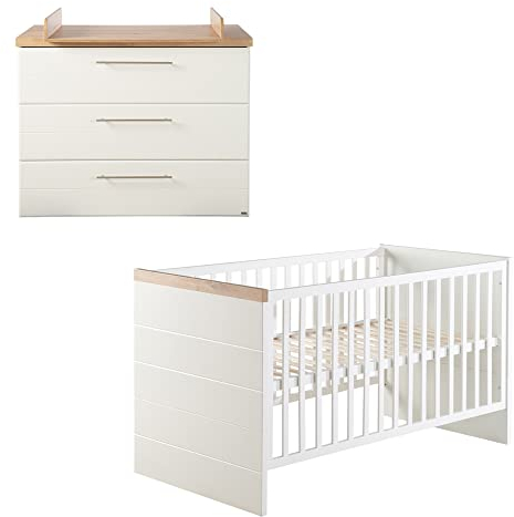 roba Babyzimmer‚ Nele‘ 2-teilig, inkl. Kombi-Kinderbett 70 x 140 cm, Wickelkommode breit