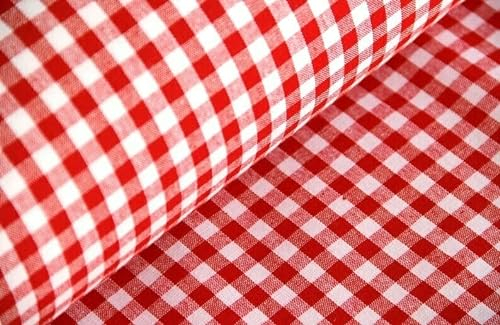 Leinen Meterware rot/weiß - Leinenstoffe bedruckt - Landhausstil - gestreift/Karo/gemustert - 100% Leinen - Naturstoff - 50 cm x 150 cm, Farbe: Würfelkaro 1cm