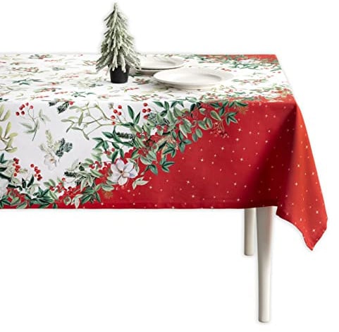 Maison d'Hermine Tischdecke, Rechteckig, 100% Baumwolle (180 cm x 140 cm) | Wiederverwendbar, für den täglichen Gebrauch, zum Essen, für Partys, Festliche Anlässe Thanksgiving Weihnachten - Noel