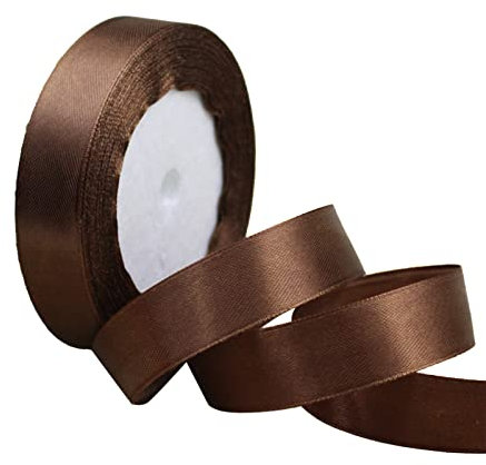 POPOYU Nastro Raso Caffè Marrone, 20 mm x 23 Metri di Nastro Decorativi in Tessuto per Confezioni Regalo, Artigianato, Fiocchi per Capelli, Bouquet da Sposa, Decorazioni Natalizie Artigianato