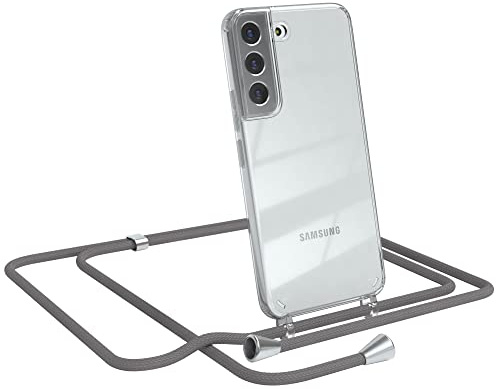 EAZY CASE Handykette kompatibel mit Samsung Galaxy S22 5G Handyhülle mit Umhängeband, Handykordel mit Schutzhülle, Silikonhülle, Hülle, Stylische Kette für Smartphone, Anthrazit