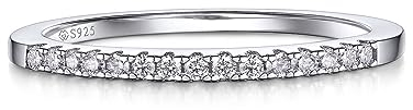 MomentWish Eternity Ring, Moissanit Diamant Ring Silber Damen, Ring Damen Herren Verlobung Hochzeit Ehering Verlobungsring Ewigkeitsringe Größe48
