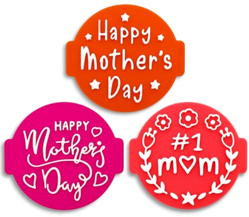 Happy Mother's Day Lot de 3 tampons gaufrage pour fondant, glaçage, cupcakes, gâteaux, biscuits, décoration