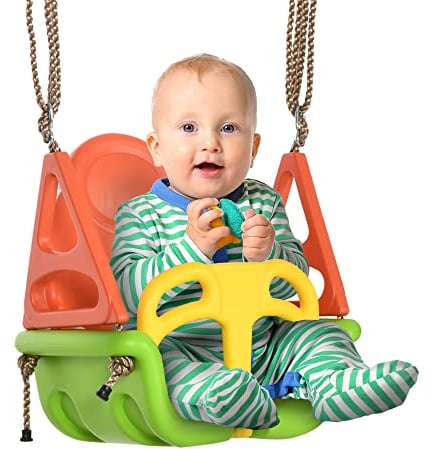 Outsunny Altalena per bambini 3 in 1, altalena per bambini con corda regolabile, regolabile in altezza da 120 a 180 cm, altalena per bambini, seggiolino per bambini da 9 mesi, fino a 70 kg, per