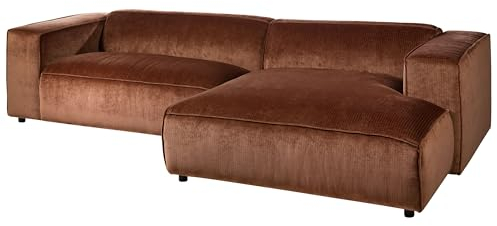 Massivmoebel24.de | Valencia Cord Ecksofa aus Polyester | in Rot - 100% Polyester | 304x164x69 cm - Ottomane rechts | Retro Stil | Couch Polstercouch L-Form