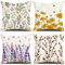 GYISANA 4er Set Dekorativ Kissenbezug Baumwolle Leinen Kissenhülle Dekokissen Sofakissen für Couch, Auto, Schlafzimmer 45x45 cm (Blume Lavendel)