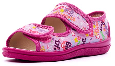 Nordan 129050 bequeme und rutschfeste Kinderschuhe aus Textil für Spaziergänge, Kindergarten und Zuhause (rosa 5499, 22)