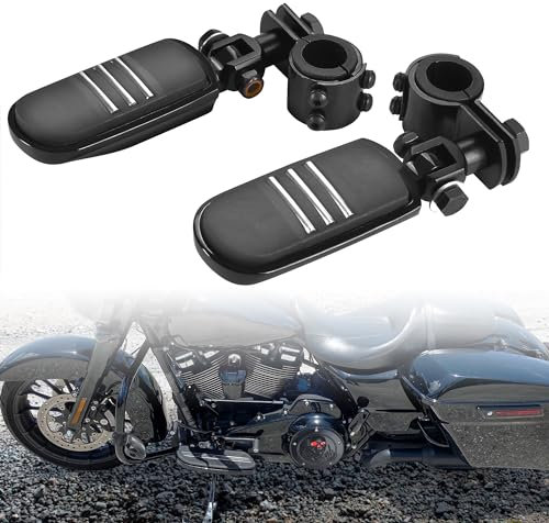 Repose-pieds pour moto - Pour Harley Touring Electra Street Glide Road King Sportster Kawasaki 1 (25 mm), 32 mm, 34 mm (Noir 2)